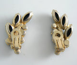 Verified Juliana Ruby And Hematite Rhinestone Leaf Earrings - Vintage Lane Jewelry