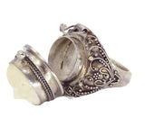 Balinese Bone Sterling Silver 925 Poison Ring, Pill Box Ring, Size 10 - Vintage Lane Jewelry
