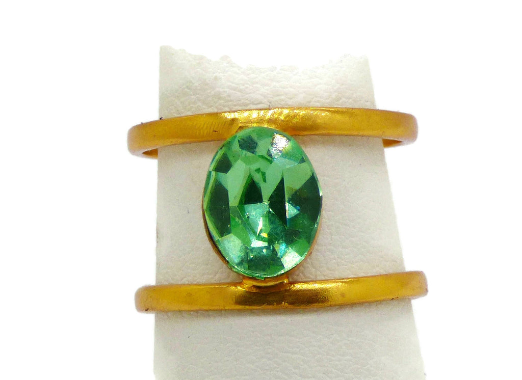 Oval Uranium stone gold plated ring - Vintage Lane Jewelry