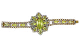 Fancy Czech Glass Vaseline Uranium Glass Bracelet - Vintage Lane Jewelry