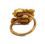 Vintage Antique Gold Tone Uranium Stone Ring - Vintage Lane Jewelry