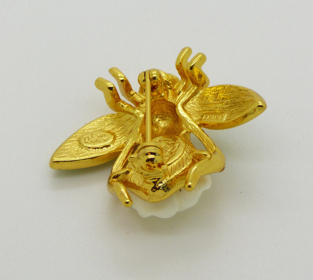 Joan Rivers "Gardenia" Enamel and Crystal Bee Limited Edition Pin / Brooch - Vintage Lane Jewelry