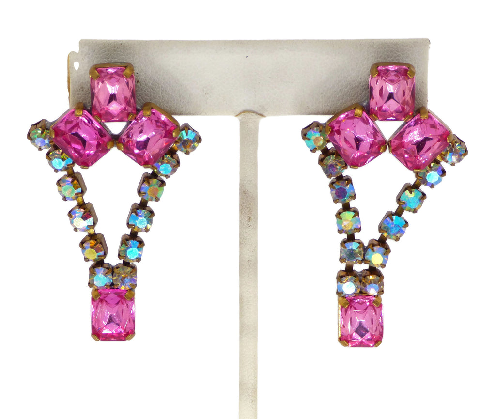 Bijoux MG Pink and AB Rhinestone Butterfly Necklace Earring Set - Vintage Lane Jewelry