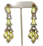 Vaseline Uranium Czech Glass Pierced Style Dangling Earrings - Vintage Lane Jewelry
