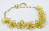 Yellow Paper Flower Rhinestone Gold Tone Necklace - Vintage Lane Jewelry