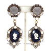 Czech Glass Black Cameo Clip Earrings - Vintage Lane Jewelry