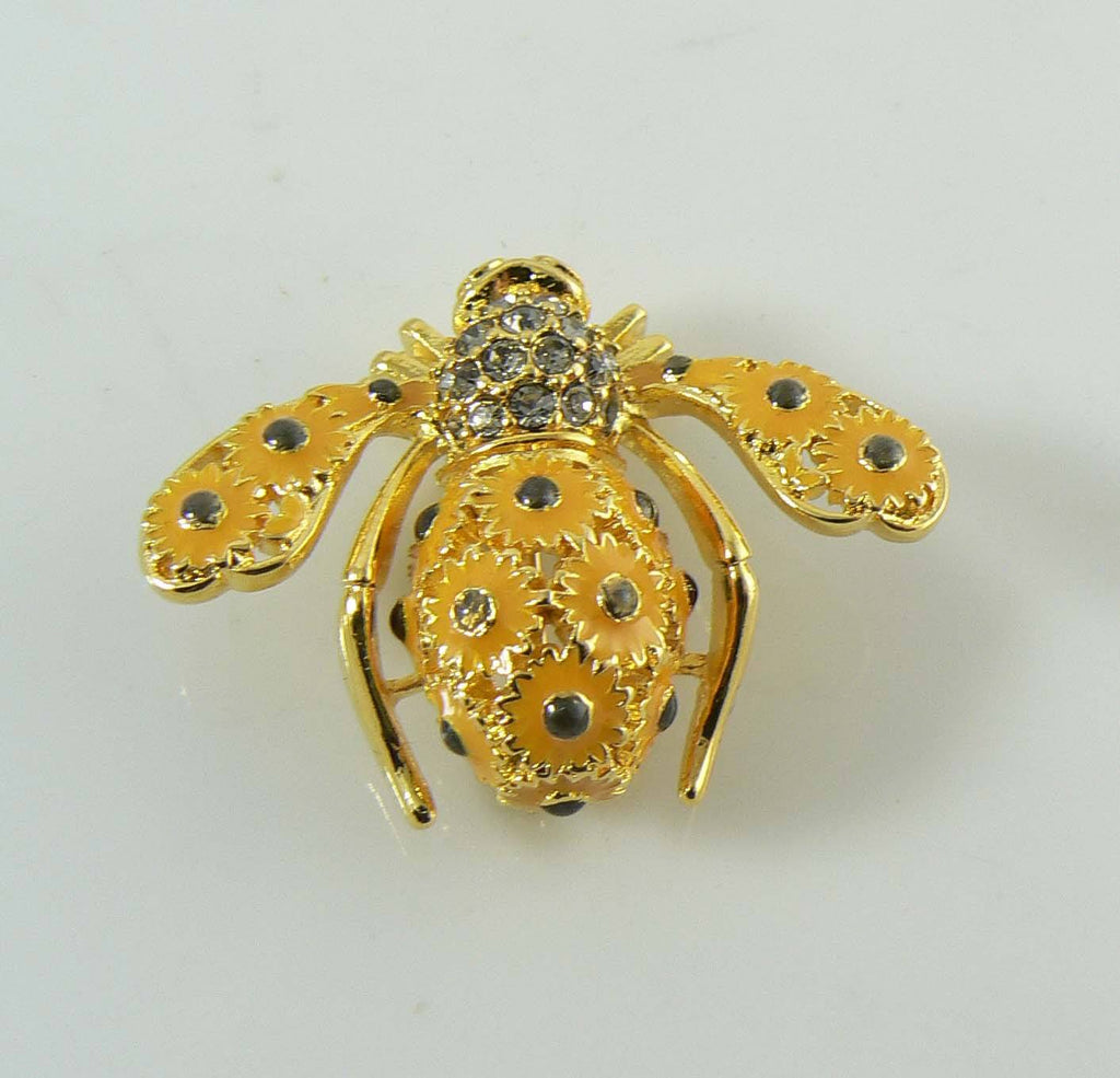 Joan Rivers "SUNFLOWER" Enamel and Crystal Bee Pin / Brooch - Vintage Lane Jewelry