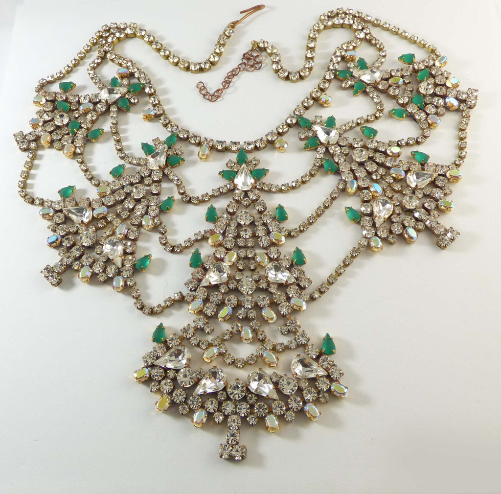 Czech Glass Statement Christmas Tree Necklace - Vintage Lane Jewelry