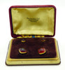 Red Stone Cufflinks in Original Box - Vintage Lane Jewelry