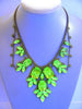 Czech Vaseline Uranium Statement Necklace Husar D - Vintage Lane Jewelry