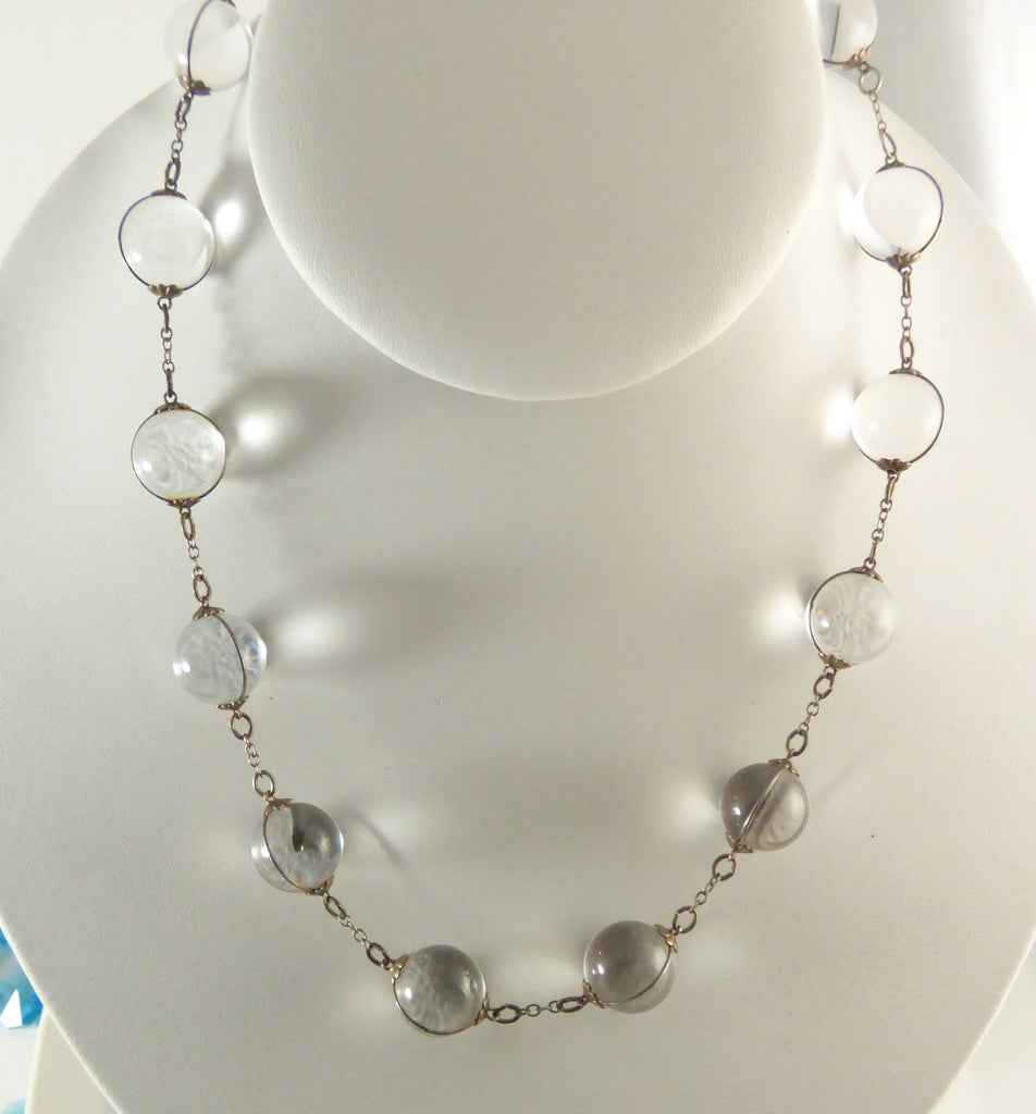 Pools of Light Rock Crystal Sterling Silver Choker/Necklace, art deco - Vintage Lane Jewelry
