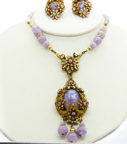 Vintage Miriam Haskell Amber Glass Earrings