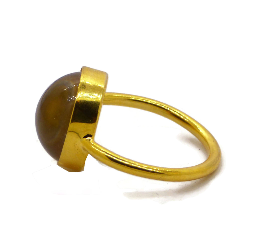 Gold Vermeil 14mm Round Mood Ring - Vintage Lane Jewelry