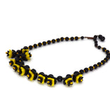 Art Deco Black and Yellow Glass Bead Necklace - Vintage Lane Jewelry