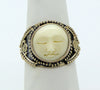 Balinese Bone Carved Face Sterling Silver 925 Ring,  Size 7.5 - Vintage Lane Jewelry