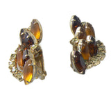 Vintage Brown And Topaz Colored Glass Rhinestone Earrings - Vintage Lane Jewelry