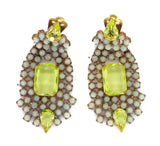 Czech Vaseline Uranium Clip Earrings - Vintage Lane Jewelry