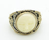 Balinese Bone Carved Face Sterling Silver 925 Ring,  Size 7.5 - Vintage Lane Jewelry