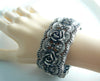 Tortolani roses hinged cuff chunky bracelet - Vintage Lane Jewelry