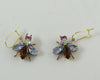 Czech Glass Rhinestone Fly Earrings, Topaz and Lavender - Vintage Lane Jewelry