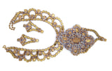 Bijoux MG Blue and Purple Czech Glass Necklace Earring Set - Vintage Lane Jewelry