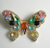 Beautiful Colorful Rhinestone Butterfly Vintage Brooch - Vintage Lane Jewelry
