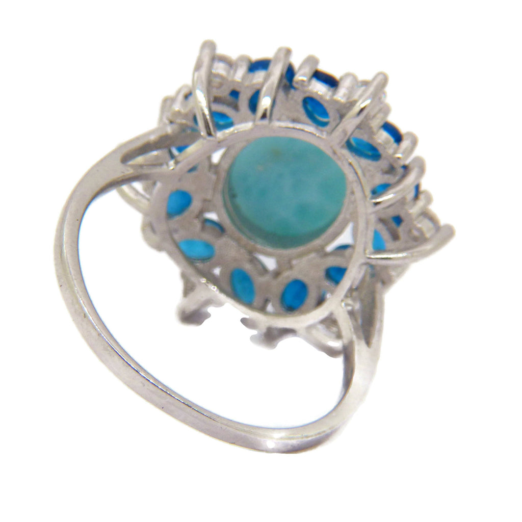 Blue Larimar and Apatite Sterling Silver Ring - Vintage Lane Jewelry