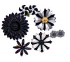 Shades of Gray Enamel Flower Lot, 5 pins, 1 Clip Earrings, Flower Brooches - Vintage Lane Jewelry