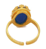 24K Gold Plated Flower Crown Bezel Setting Mood Ring, Adjustable - Vintage Lane Jewelry