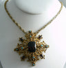 Florenza Garnet Turquoise Glass Maltese Cross Necklace - Vintage Lane Jewelry