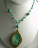 Czech Peking Green Glass Bead Necklace with Pendant - Vintage Lane Jewelry