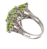 Peridot and Sapphire 14k white gold over sterling ring - Vintage Lane Jewelry