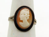 Art Deco Shell Cameo Sterling Silver Ring - Vintage Lane Jewelry