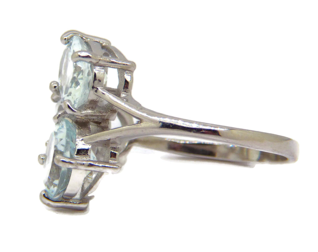 Blue Aquamarine 17.22 ct 14k white gold over sterling silver ring - Vintage Lane Jewelry