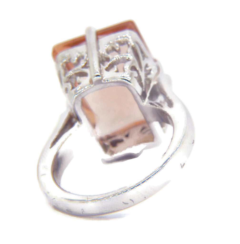 9ct simulated peach morganite gemstone ring - Vintage Lane Jewelry
