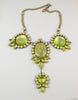 Czech Husar D Vaseline Uranium Glass Cameo Statement Necklace - Vintage Lane Jewelry