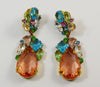 Czech Glass Peach Pastel Dangle Clip Earrings - Vintage Lane Jewelry