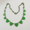 Vintage Vauxhall Chrysoprase Green Step Glass Beaded Necklace - Vintage Lane Jewelry