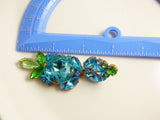 Czech Glass Dangling Clip Earrings Aqua Blue and Green - Vintage Lane Jewelry