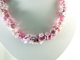 Murano Pink Flower Glass Necklace - Vintage Lane Jewelry