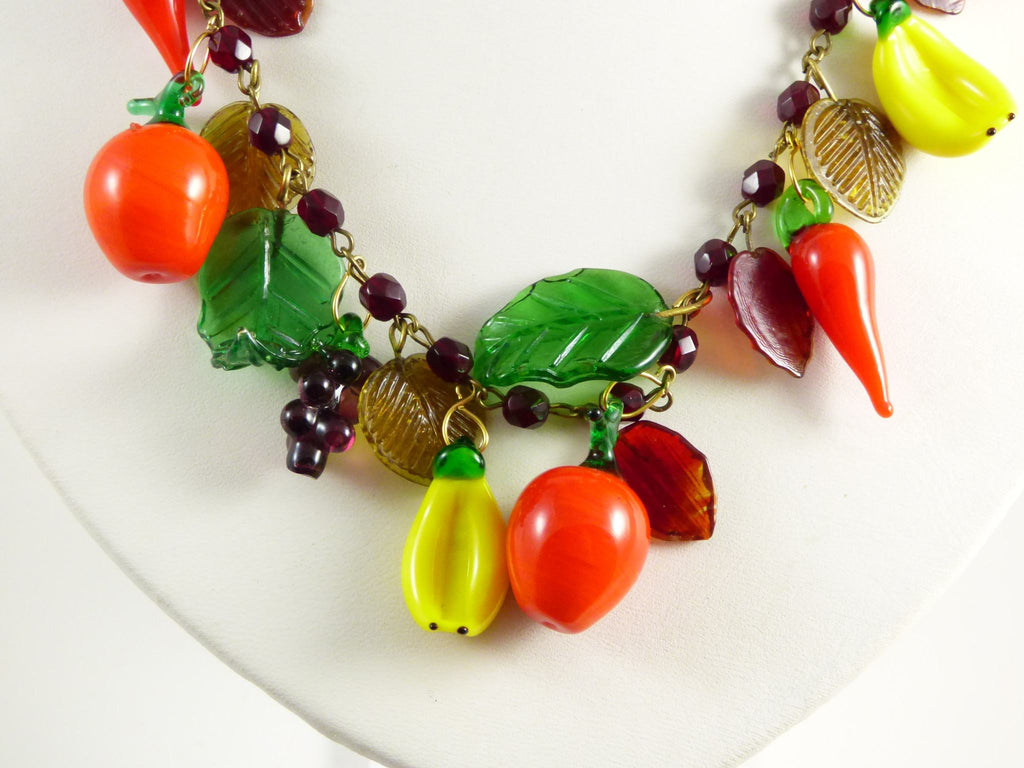 Glass Fruit and Red Peppers Necklace - Vintage Lane Jewelry