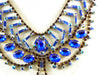 Husar D. Czech Glass Baguette and Blue Stone Rhinestone Necklace - Vintage Lane Jewelry