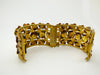 Four Leaf Clover Wide Hinged Bracelet, Brushed Gold Tone - Vintage Lane Jewelry