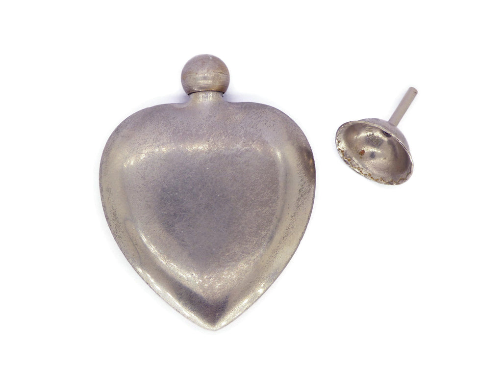 French Sterling Heart Perfume bottle and Funnel - Vintage Lane Jewelry