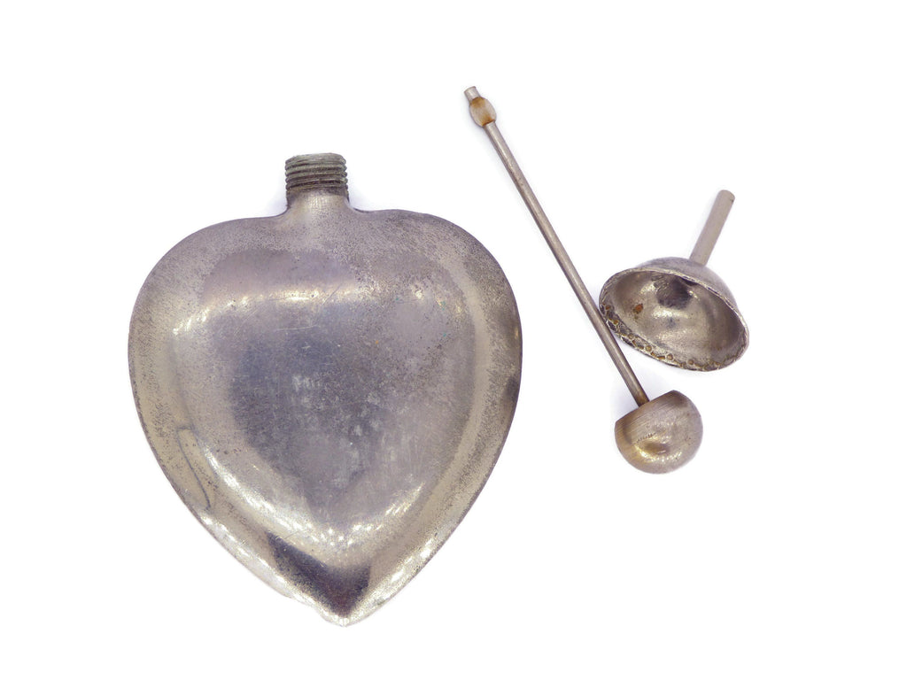 French Sterling Heart Perfume bottle and Funnel - Vintage Lane Jewelry