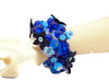 Flowers and Blue Beads Memory Bracelet - Vintage Lane Jewelry