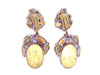Czech Glass Green Dangle Clip Earrings, Rhinestone - Vintage Lane Jewelry