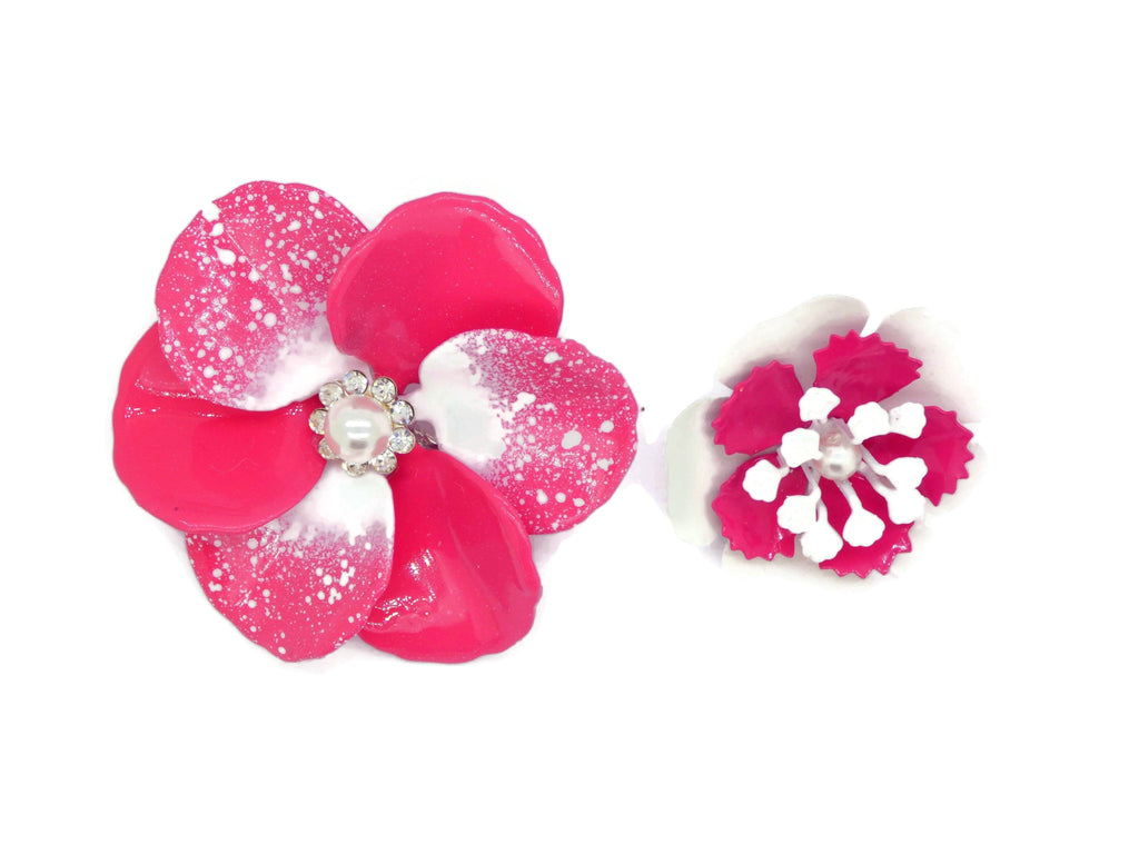 Pretty Enamel Flower Brooches - Vintage Lane Jewelry