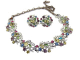 Vintage Lisner Pastel Rhinestone Necklace and Earrings - Vintage Lane Jewelry