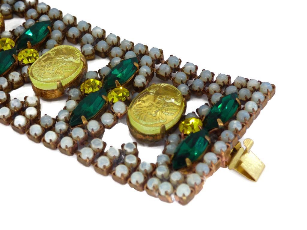 Husar D Vaseline Uranium Necklace Bracelet Set - Vintage Lane Jewelry